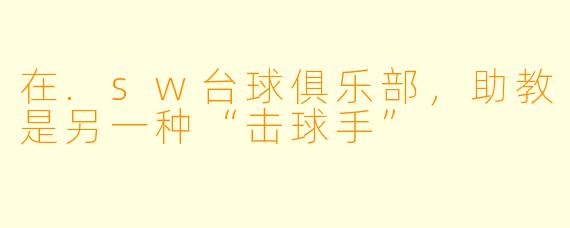在.sw台球俱乐部，助教是另一种“击球手”