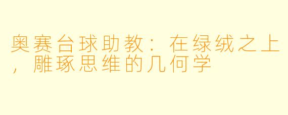 奥赛台球助教：在绿绒之上，雕琢思维的几何学