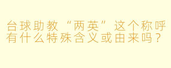 台球助教“两英”这个称呼有什么特殊含义或由来吗？
