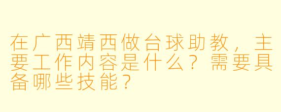 在广西靖西做台球助教，主要工作内容是什么？需要具备哪些技能？
