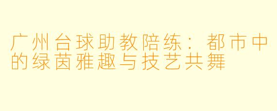 广州台球助教陪练：都市中的绿茵雅趣与技艺共舞