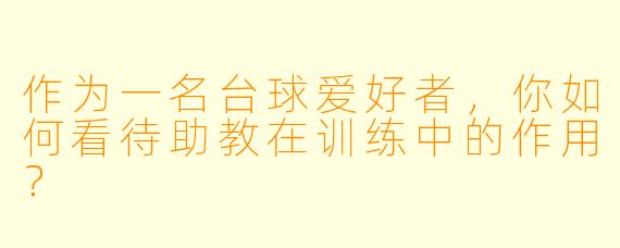 作为一名台球爱好者，你如何看待助教在训练中的作用？