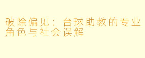 破除偏见：台球助教的专业角色与社会误解