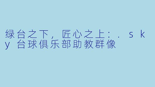 绿台之下，匠心之上：.sky台球俱乐部助教群像