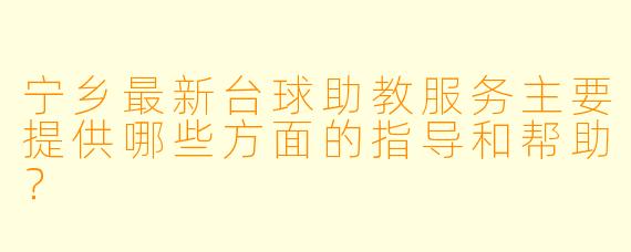 宁乡最新台球助教服务主要提供哪些方面的指导和帮助？