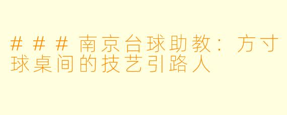 ###南京台球助教：方寸球桌间的技艺引路人