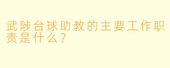 武陟台球助教的主要工作职责是什么？