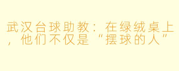 武汉台球助教：在绿绒桌上，他们不仅是“摆球的人”