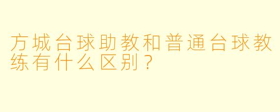 方城台球助教和普通台球教练有什么区别？