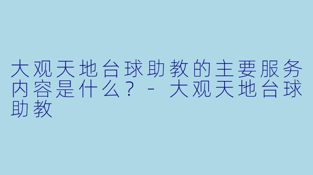 大观天地台球助教的主要服务内容是什么？-大观天地台球助教