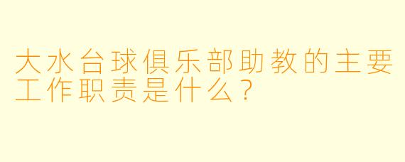 大水台球俱乐部助教的主要工作职责是什么?