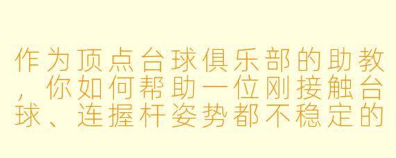 作为顶点台球俱乐部的助教，你如何帮助一位刚接触台球、连握杆姿势都不稳定的新手建立最基础的手架稳定性？