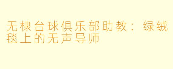 无棣台球俱乐部助教:绿绒毯上的无声导师