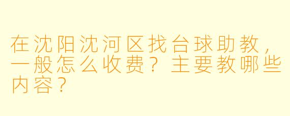 在沈阳沈河区找台球助教，一般怎么收费？主要教哪些内容？