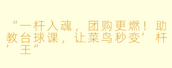 “一杆入魂，团购更燃！助教台球课，让菜鸟秒变‘杆’王”