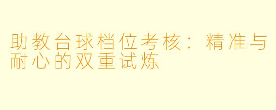 助教台球档位考核：精准与耐心的双重试炼