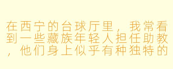 在西宁的台球厅里，我常看到一些藏族年轻人担任助教，他们身上似乎有种独特的气质。能谈谈他们的工作日常，以及这份职业对他们而言意味着什么吗？