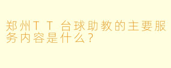 郑州TT台球助教的主要服务内容是什么？