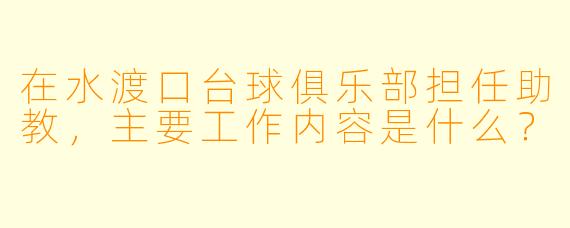 在水渡口台球俱乐部担任助教，主要工作内容是什么？