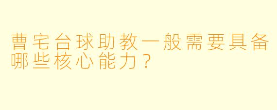 曹宅台球助教一般需要具备哪些核心能力？