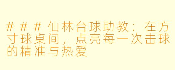 ###仙林台球助教：在方寸球桌间，点亮每一次击球的精准与热爱