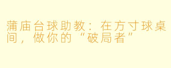 蒲庙台球助教:在方寸球桌间,做你的“破局者”