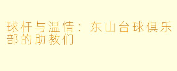 球杆与温情:东山台球俱乐部的助教们