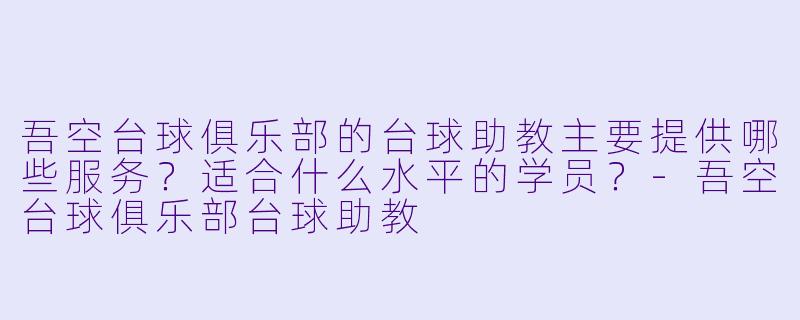 吾空台球俱乐部的台球助教主要提供哪些服务？适合什么水平的学员？
