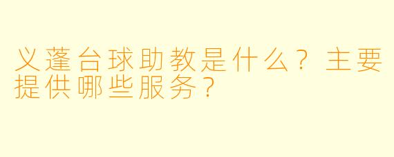 义蓬台球助教是什么?主要提供哪些服务?