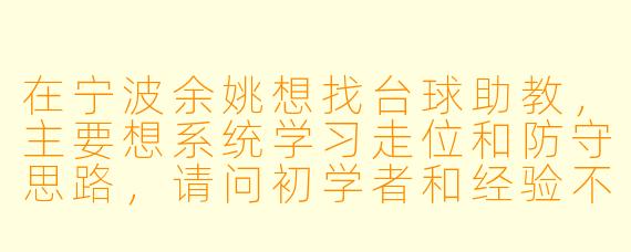 在宁波余姚想找台球助教，主要想系统学习走位和防守思路，请问初学者和经验不足的爱好者分别适合找什么样的助教？