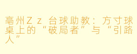 亳州Zz台球助教：方寸球桌上的“破局者”与“引路人”