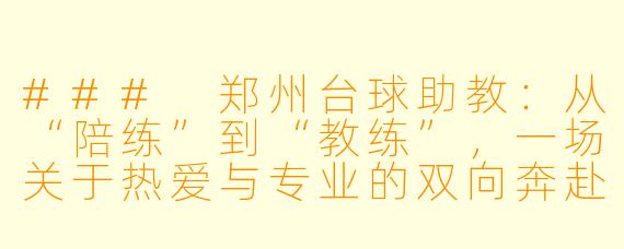###
郑州台球助教:从“陪练”到“教练”,一场关于热爱与专业的双向奔赴
###