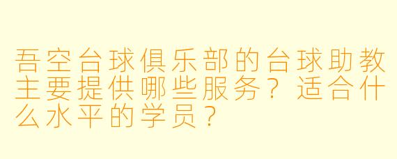 吾空台球俱乐部的台球助教主要提供哪些服务？适合什么水平的学员？