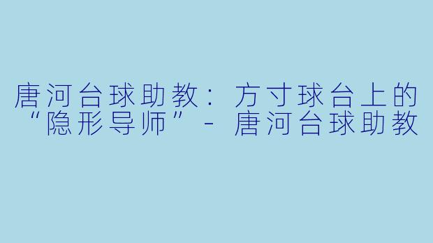 唐河台球助教:方寸球台上的“隐形导师”-唐河台球助教