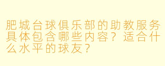 肥城台球俱乐部的助教服务具体包含哪些内容?适合什么水平的球友?