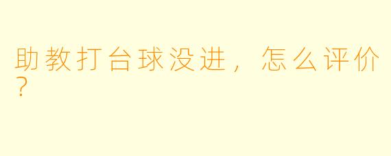 助教打台球没进，怎么评价？