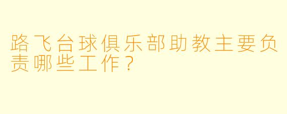 路飞台球俱乐部助教主要负责哪些工作?