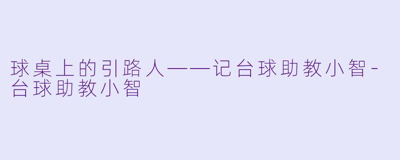 球桌上的引路人——记台球助教小智-台球助教小智