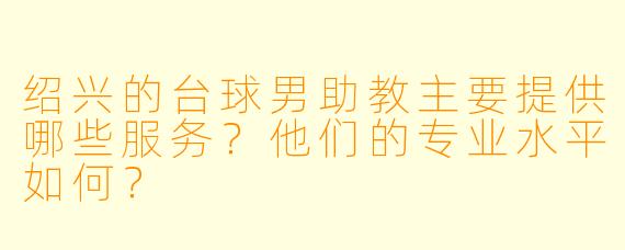 绍兴的台球男助教主要提供哪些服务?他们的专业水平如何?