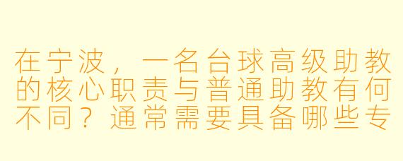 在宁波,一名台球高级助教的核心职责与普通助教有何不同?通常需要具备哪些专业资质或经验?