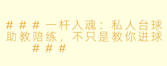 ###一杆入魂：私人台球助教陪练，不只是教你进球

###