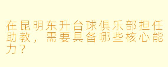 在昆明东升台球俱乐部担任助教，需要具备哪些核心能力？