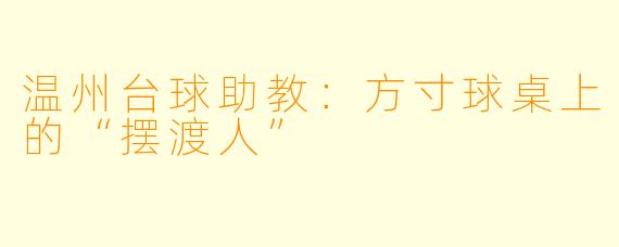 温州台球助教：方寸球桌上的“摆渡人”