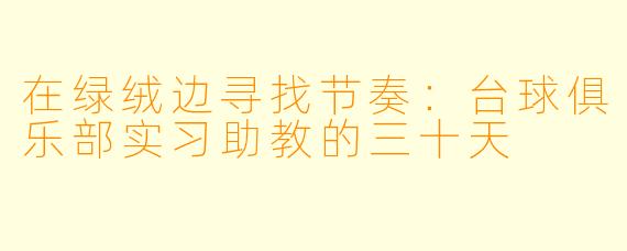 在绿绒边寻找节奏：台球俱乐部实习助教的三十天