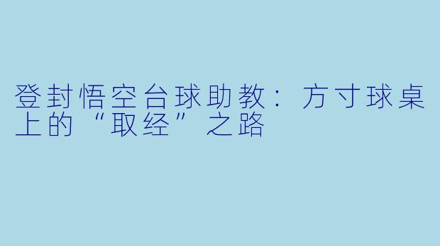 登封悟空台球助教:方寸球桌上的“取经”之路