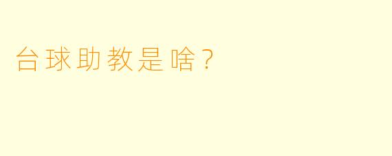 台球助教是啥？