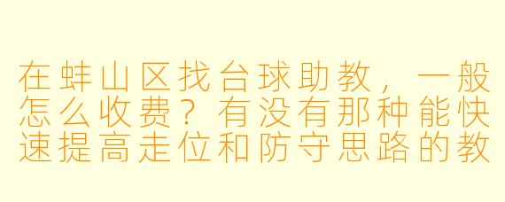 在蚌山区找台球助教,一般怎么收费?有没有那种能快速提高走位和防守思路的教练?