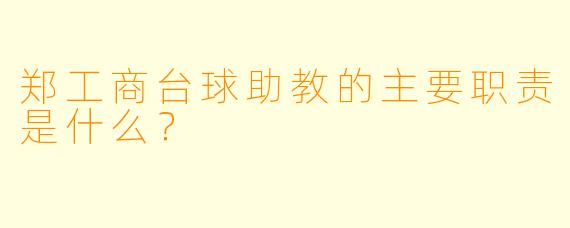 郑工商台球助教的主要职责是什么？