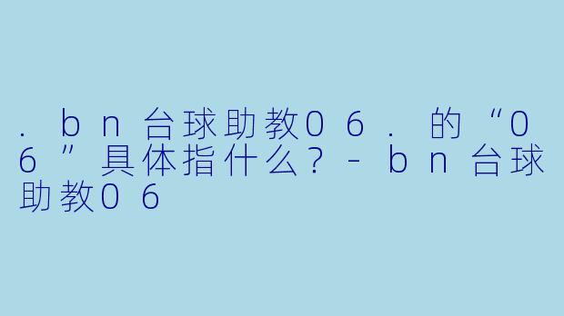 .bn台球助教06.的“06”具体指什么？-bn台球助教06