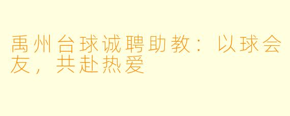 禹州台球诚聘助教:以球会友,共赴热爱